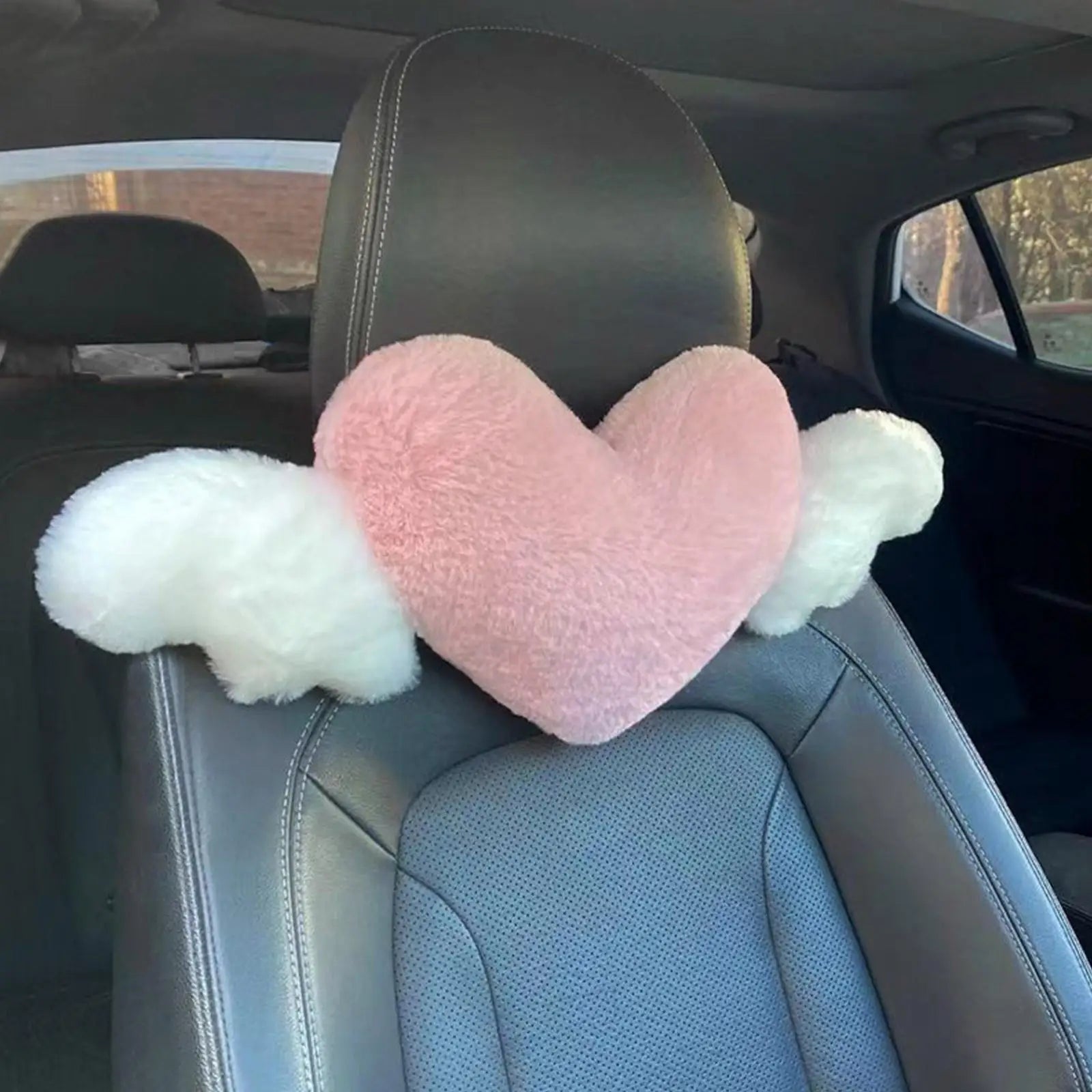 Heart-Shaped Car Headrest Plush Love Neck Pillow Super Soft Plush For Car Seat Cushion Universal Interior Car Accessories